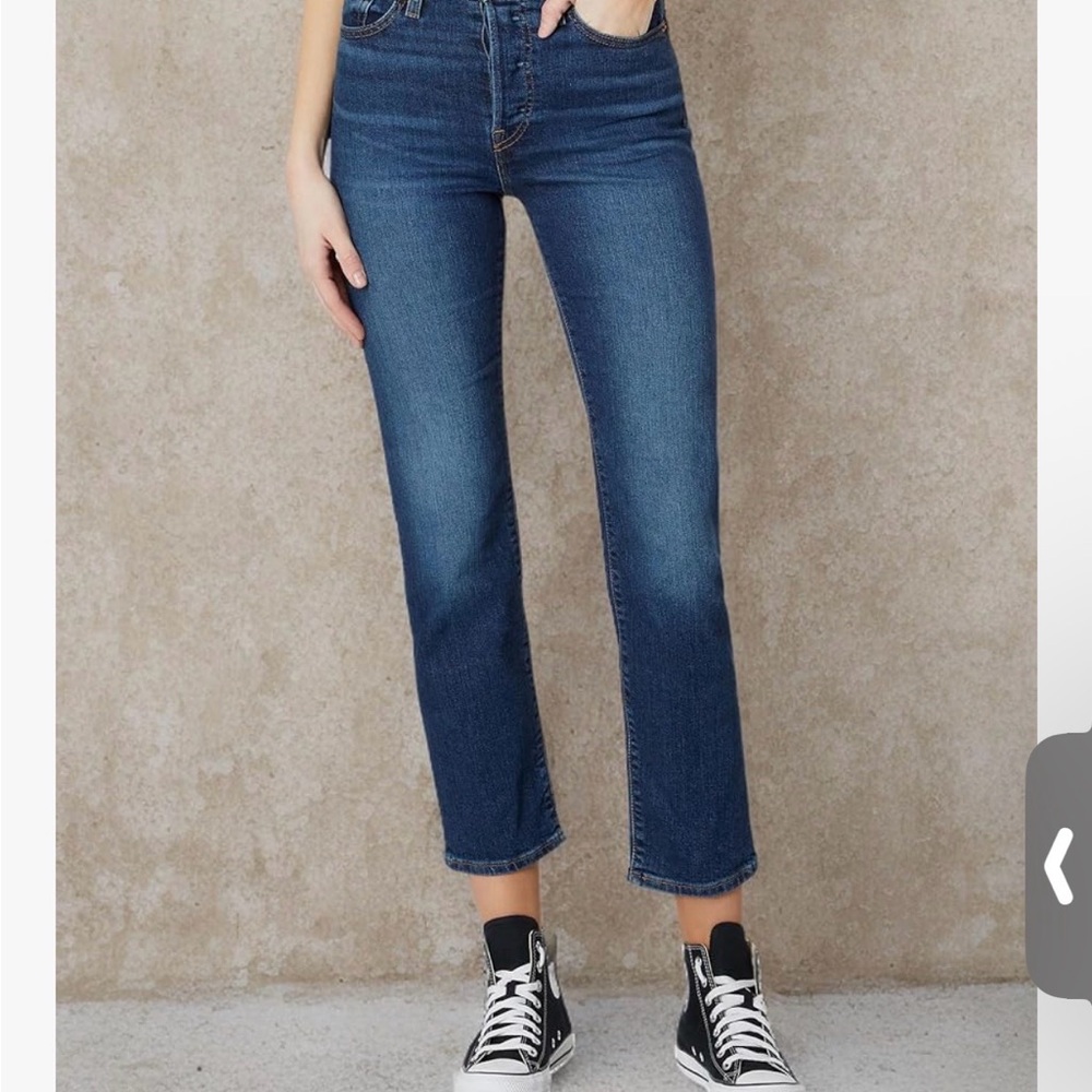 Levi's Blue Wedgie Straight Leg Jeans. Classic blue color